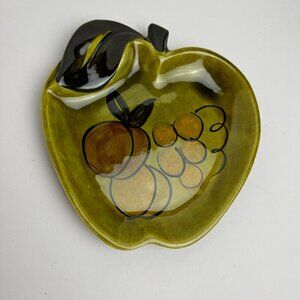 Vintage 80s Pottery Dish Trinket Tray "Apple "